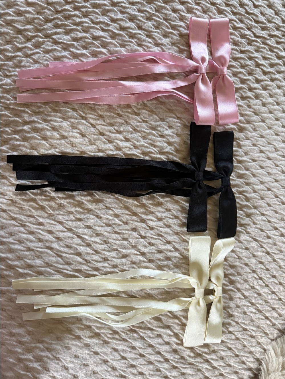 Amazon Satin Ribbon Bow Hair Ties - Pink, Black, Cream